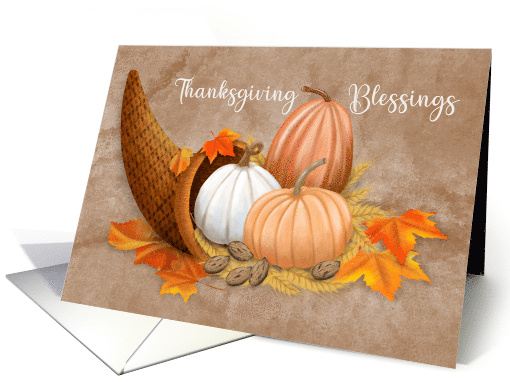 Thanksgiving Blessings Cornucopia Pumpkins card (1881590)