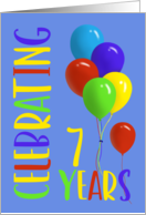 Celebrating 7 Years Colorful Birthday Balloons card