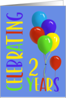 Celebrating 2 Years Colorful Birthday Balloons card