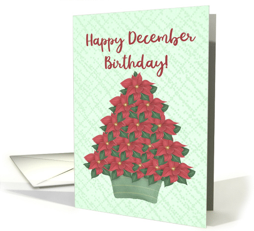 Happy December Birthday Red Poinsettia Tree card (1887544)
