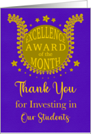 Teacher Thank You Excellence Award of the Month card