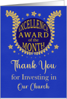 Ministry Thank You Excellence Award of the Month card
