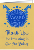 Pet Care Worker Thank You Excellence Award of the Month card