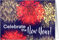 Celebrate the New Year Coloful Fireworks card