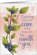 Scripture Verse Cast All Your Care Get Well card