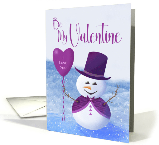 Be My Valentine Fancy Snowman with Heart Balloon card (1896122)
