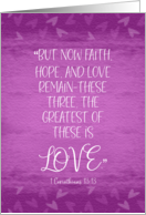 Valentines Day The Greatest of These is Love Scripture card