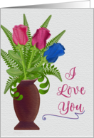 For My Wife I Love You Watercolor Roses in Vase card