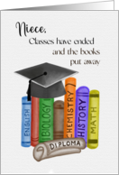 Niece Graduation Watercolor School Books Mortar Board Diploma card