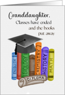 Granddaughter Graduation Watercolor School Books Mortar Board Diploma card