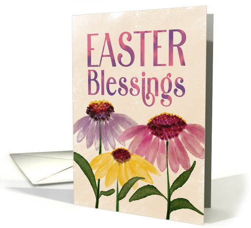 Easter Blessings Watercolor Coneflower Trio card (1907718)