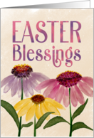 Easter Blessings Watercolor Coneflower Trio card