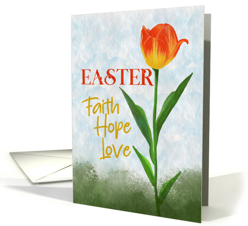 Watercolor Tulip Faith Hope Love Easter card (1908366)