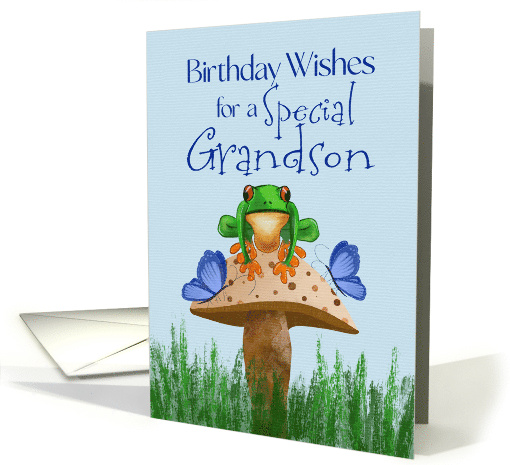 Birthday Wishes for a Special Grandson Frog on Mushroom card (1910748)