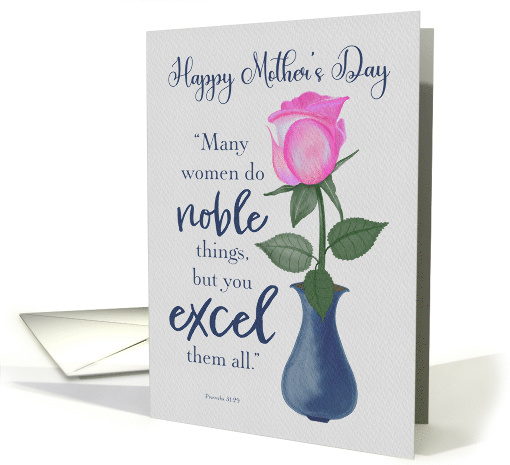 Happy Mother's Day Pink Watercolor Rose Scripture card (1912184)