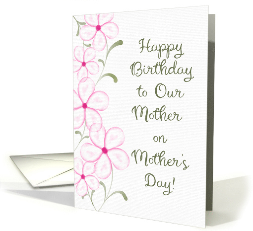 Happy Birthday to Mother on Mother's Day Pink Floral Watercolor card