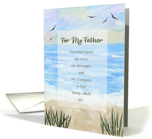 Happy Father's Day For My Father Watercolor Beach Scene card (1917406)