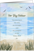 Happy Father’s Day For My Father Watercolor Beach Scene card