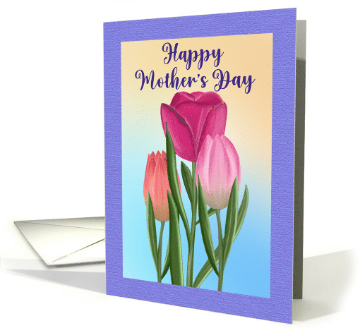 Happy Mother's Day Framed Pink Coral Tulips Painting card (1918844)