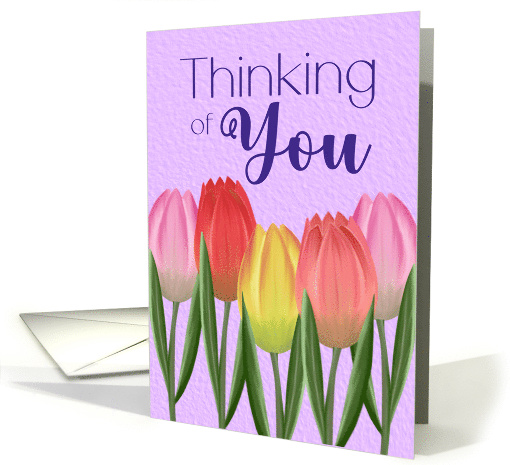 Pink Yellow Red Tulips Thinking of You card (1919424)