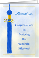 Personalized Graduation Milestone Congratulations Blue Tassel 2025 card