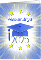 Personalized Name 2025 Graduation Cap Tassel Stars Congratulations card