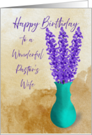 Happy Birthday Pastor’s Wife Watercolor Lavender in Vase card