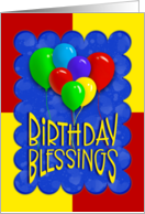 Birthday Blessings Balloons Fun Bold Colorblock Pattern card