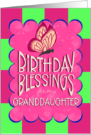 Birthday Blessings for My Granddaughter Butterfly Checkered Color card