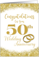 Congratulations on Your 50th Wedding Anniversary Faux Glitter card