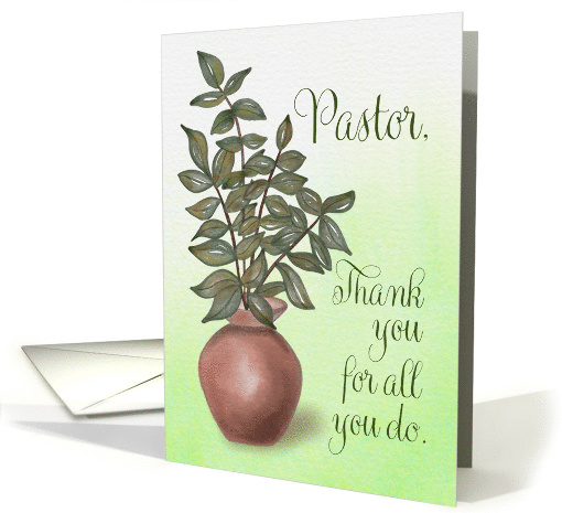 Pastor Thank You for All You Do Watercolor Green Plant... (1927426)