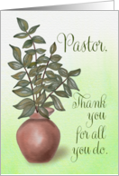 Pastor Thank You for All You Do Watercolor Green Plant Illustration card