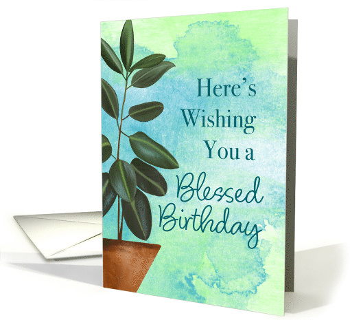 Heres Wishing You a Blessed Birthday Magnolia Bush Watercolor card