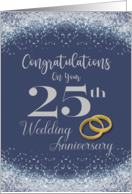 Congratulations on Your 25th Wedding Anniversary Silver Faux Glitter card