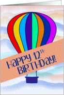 Happy 12th Birthday Colorful Hot Air Balloon card