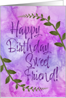 Happy Birthday Sweet Friend Pink Purple Abstract Swirl card