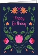 Happy Birthday Cheerful Floral Wreath card