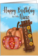 Happy Birthday to My Niece Pumpkins and Harvest Sign card