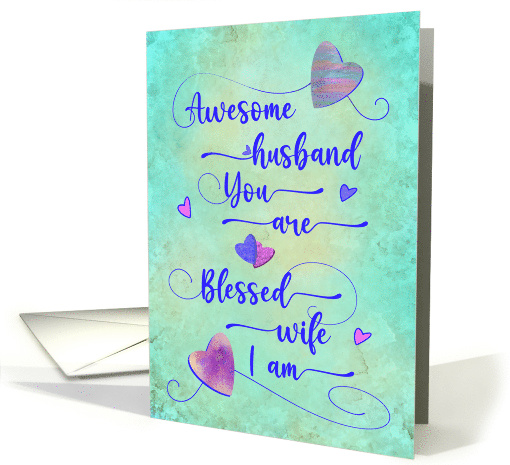 Happy Anniversary Awesome Husband Blessed Wife Typography Art card
