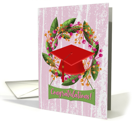 Congratulations Graduation Cap Floral Wreath card (1978132)