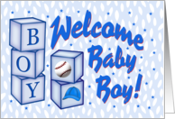Baby Shower Invitation Welcome Baby Boy Wooden Blocks