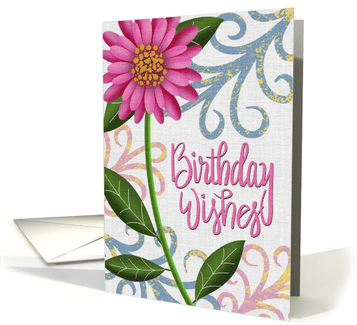 Birthday Wishes Pink Daisy Swirls card (1987268)