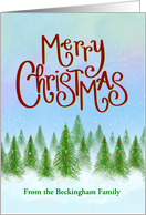 Custom Name Merry Christmas Snowy Field of Trees