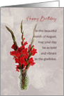 August Birthday Gladiolus card