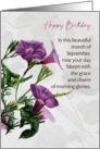 September Birthday Morning Glories card