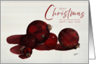 Merry Christmas Happy New Year Red Glass Ornament Balls card