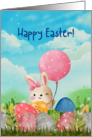 Happy Easter Bunny Pink Balloon Easter Eggs card