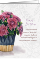 November Birthday Chrysanthemums card