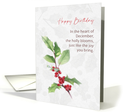December birthday holly red berries card (1856066)