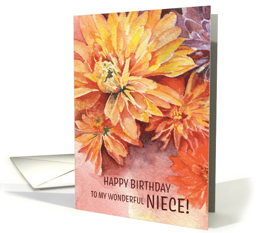 Happy Birthday Wonderful Niece Yellow Orange Burgundy... (1871242)